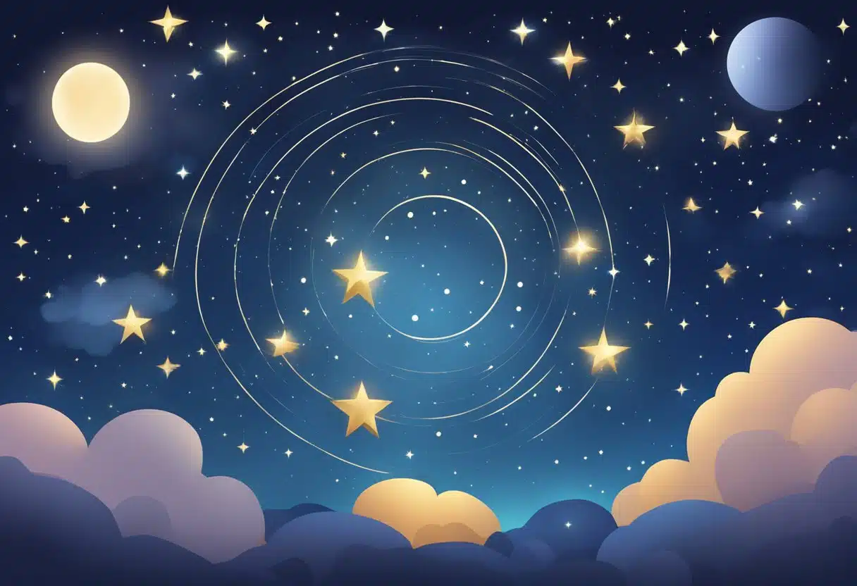 A night sky with stars forming the shape of the zodiac sign for January, Capricorn