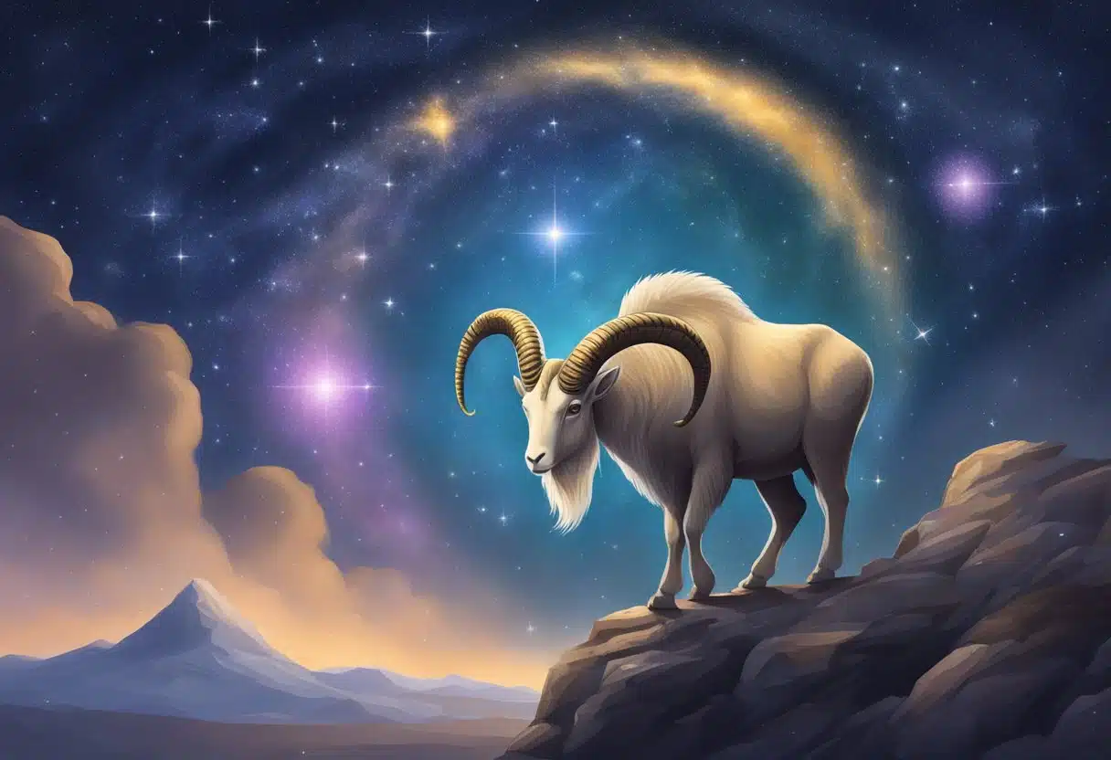 A sensitive Capricorn gazes at the stars on January 8th, surrounded by the cosmos