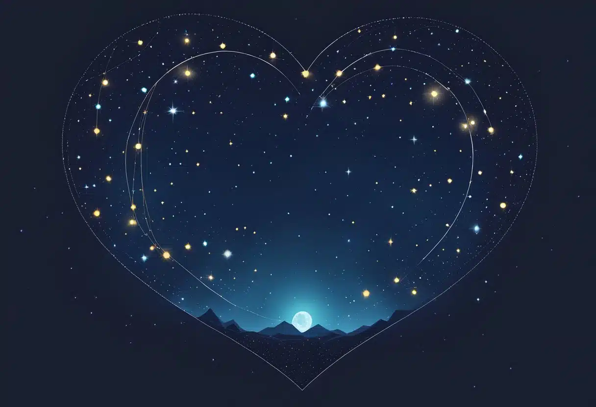 A heart-shaped constellation forms in the night sky on January 9th, representing love, relationships, and compatibility