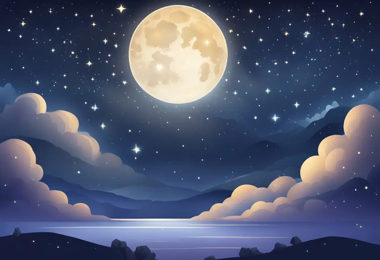 A serene night sky with stars and the symbol for the zodiac sign of Capricorn