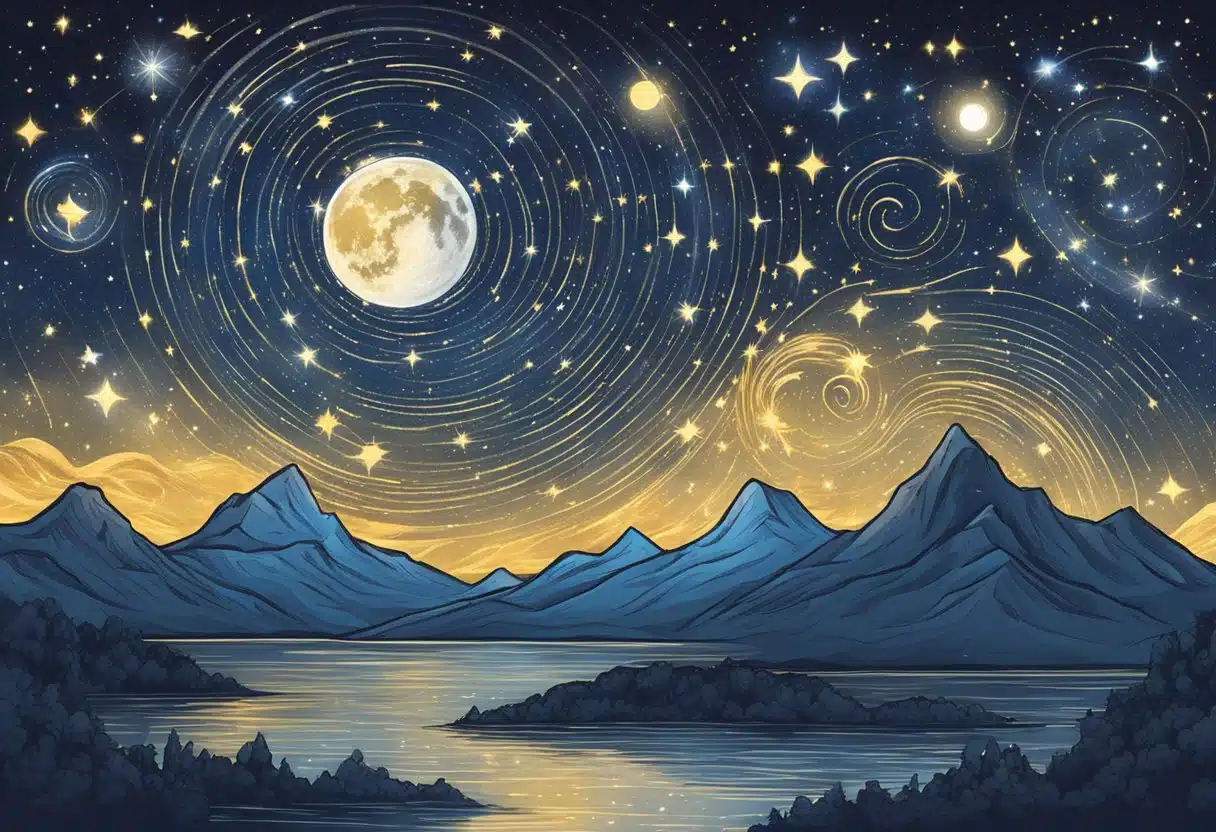 A starry night sky on January 10th, with zodiac symbols twinkling above