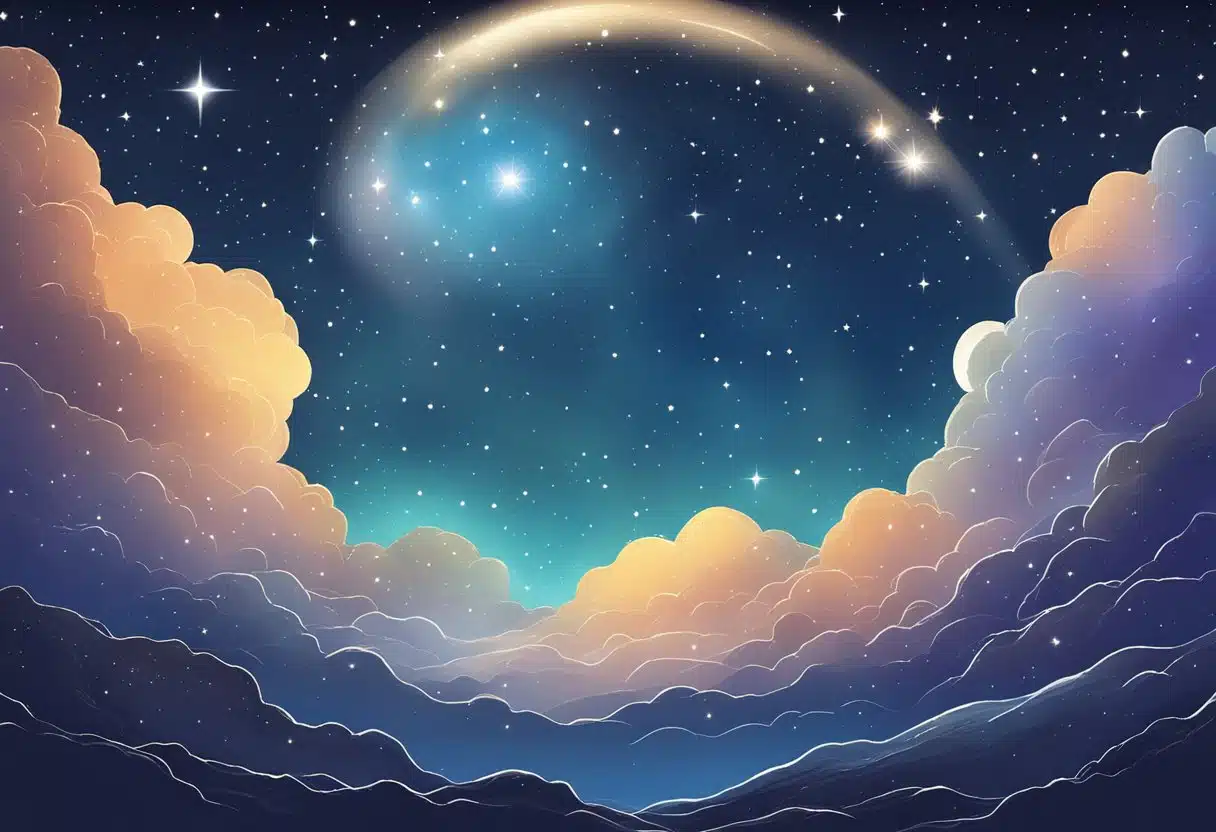 A celestial sky with stars and the constellation of Capricorn