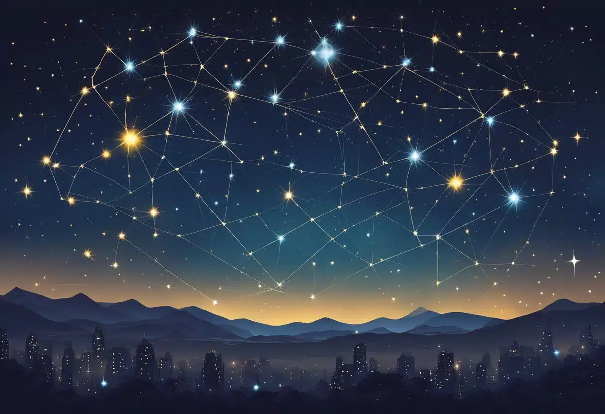 A constellation of stars forms the shape of a career symbol on a dark, starry night