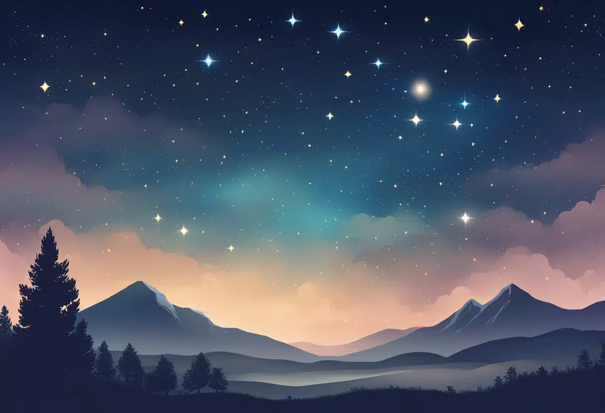 A night sky with stars and the constellation of Capricorn