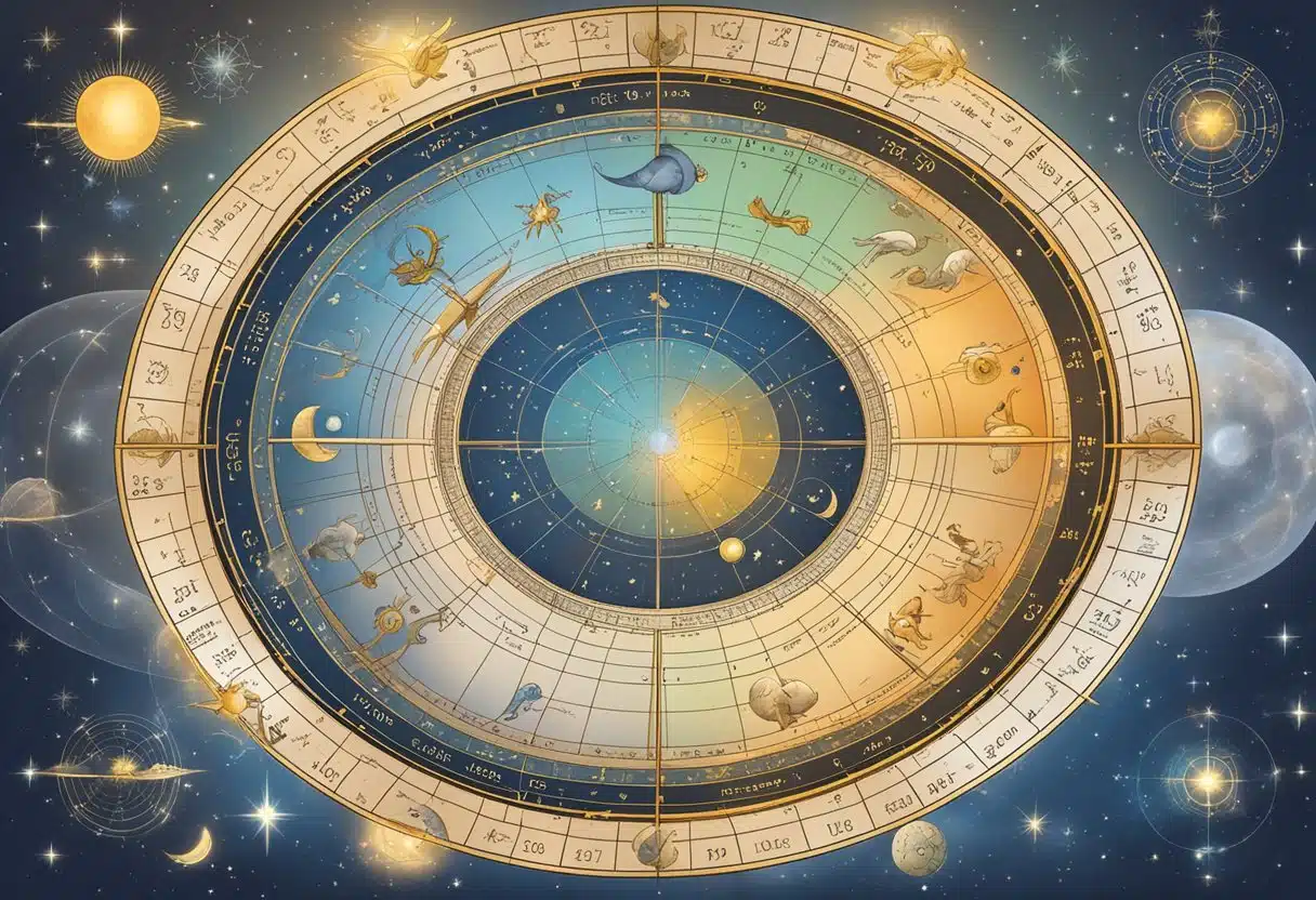 A celestial chart with zodiac signs aligned on January 15th