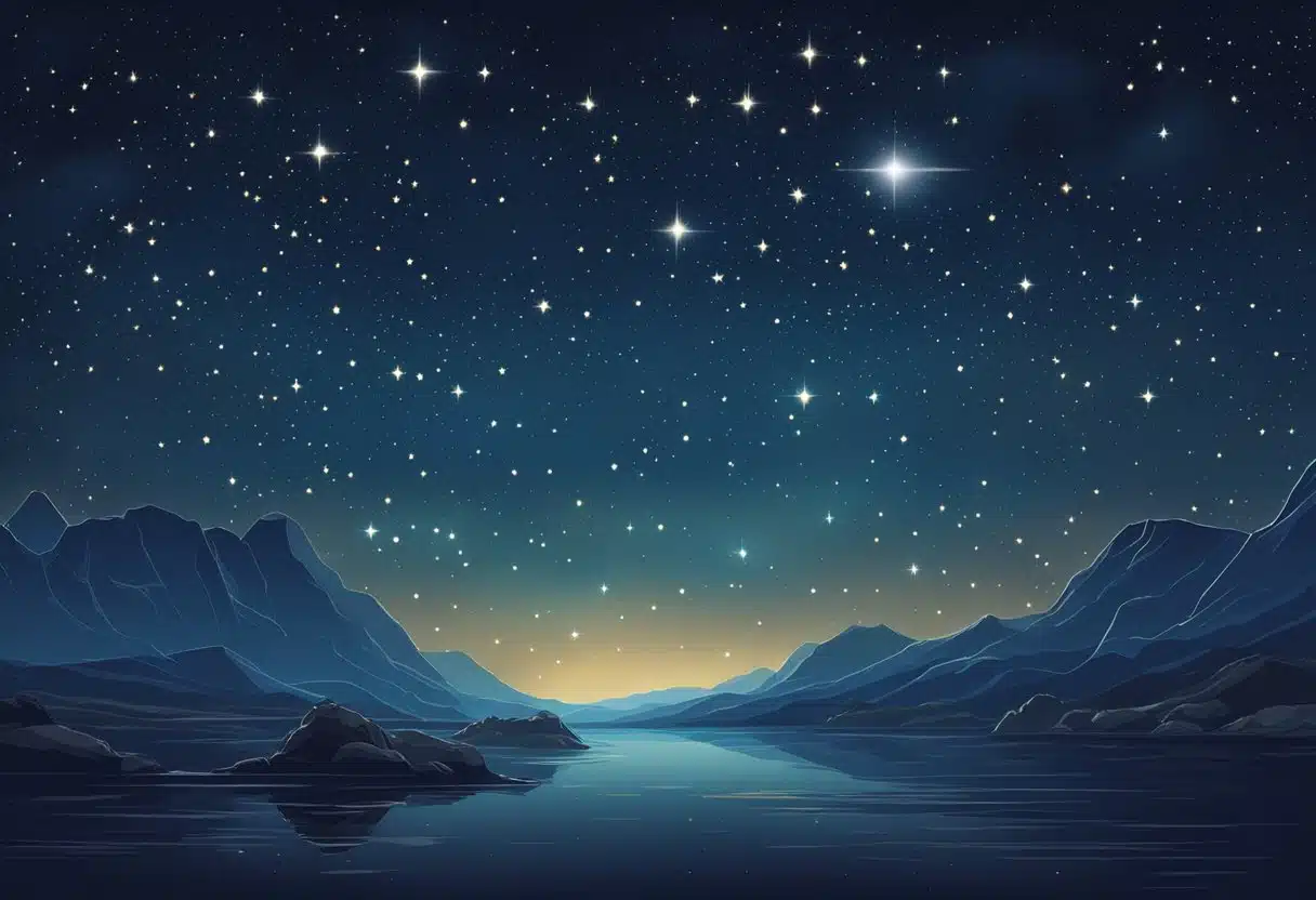 A starry night sky with the constellation of Capricorn and Aquarius visible, set against a dark background