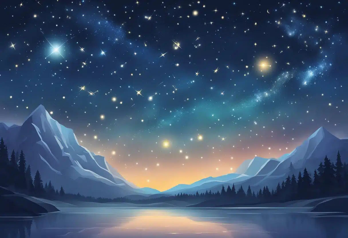 A serene night sky with zodiac constellations shining brightly on January 17th, representing health and wellness