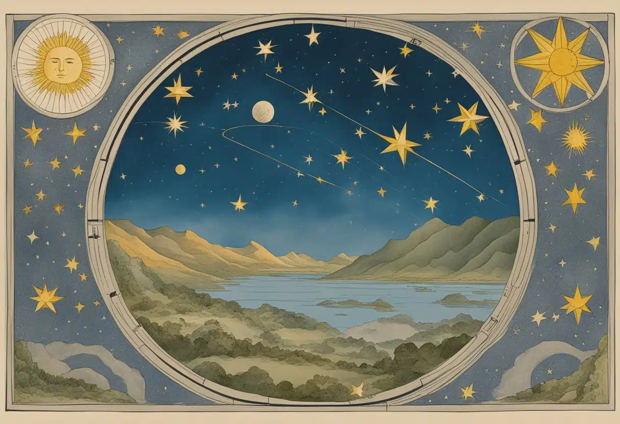 A celestial scene with stars, constellations, and the date "20. Januar Stjernetegn" prominently displayed