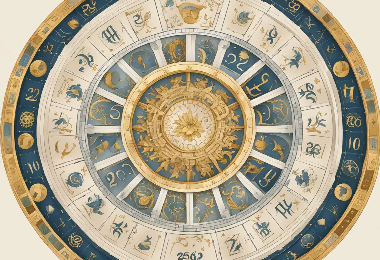 A collection of zodiac symbols arranged in a circular pattern, with the date "26. Januar" written in bold letters