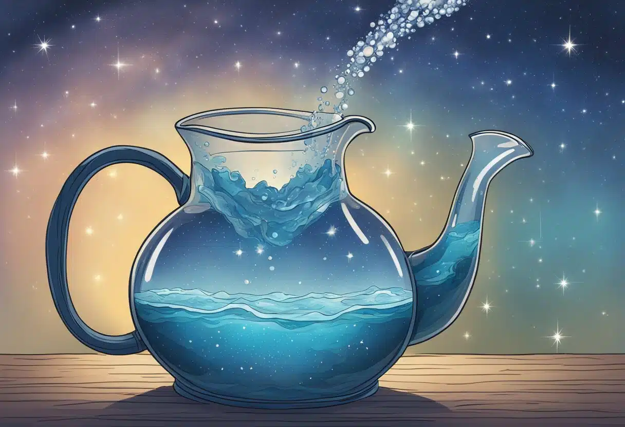 A water jug pouring out water under the Aquarius constellation